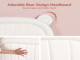 Artiss Kids King Single Bed Frame Bear Ears Headboard Upholstered Leather Platform Bed for Child BFRAME-G-BEAR-KS-WH-AB