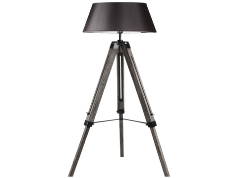 LARGE TRIPOD FLOOR LAMP Linen Shade Modern Light Retro Vintage Wooden V563-BR-75006