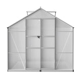 Green Fingers Greenhouse 3.7x2.5x2.26M Double Doors Aluminium Green House Garden Shed GH-ALU-C-370X250-DOU-AB