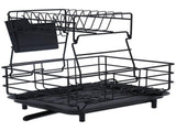 Drain Rack Double Layer Wrought Iron Double Countertop Dish Chopsticks Storage Rack with Drain Plate V1294-YM0901-3118210198611