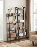 VASAGLE Ladder Shelf 4-Tier Industrial Storage Rack for Living Room Rustic Brown and Black V227-9101402100143