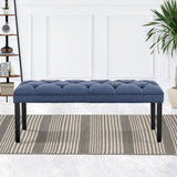 Cate Button-Tufted Upholstered Bench by Sarantino - Blue Linen BCH-438-BU