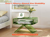 Acrylic Nightstand Side Table, Modern Clear Bedside Table with Storage Shelf, Transparent Small End V952-YKLZBZYTSJXESLMY4001V0