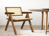 Levede 1x Walnut Wicker Armchair Dining Chair CH1101-WA