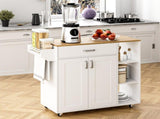 Kitchen Island Cart on Wheels with Charging Station, White, 83x38x82cm LSB-59306