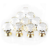 10 Pack Handle Door Knob Diameter Crystal Gold, Cabinet Knobs Mant Round Glass Knobs Decoration for V1237-ZY-528-263