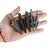 5 pcs Metal Step Drill Bit, 5-35Mm Hss Titanium Conical Triangle Metal Step Cutter For Steel, Wood, V1188-MS-227-0598