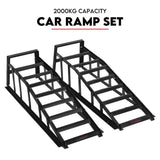 Heavy Duty Portable Car Loading Ramp Set 2000kg Maintenance Steel Frame Pair V379-CARRAMPPAIR001