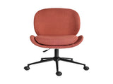 Office Desk Chair - Linen Fabric Armless Swivel Study Seat OVOID EARTHY RED V274-FT-VOC-003BK-RD