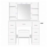 Levede Dressing Table Makeup Vanity with Lights Glass Desktop 7 Drawers White VM1038-AU