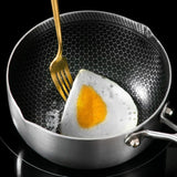24cm 316L Stainless Steel Saucepan Compound Steel Honeycomb Nonstick Sauce Pan with Glass Lid 3.2L V255-24CMMILKPOT