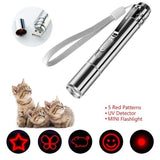 Multi-Function USB Rechargeable Laser Cat Teaser Wand with Stainless Steel Body, Ideal for V1341-ZY-XQX2MY36-SILVER