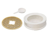 Teapot Warmer Tea Coffee Warmer Base Ceramic Heater with Spoon Lid and Candle Holder White V1294-YM0703-3118230130511