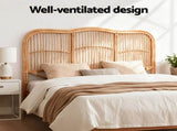 Artiss Bed Headboard Queen Bedhead Rattan - NERO Pine BED-HEAD-C-NERO-Q-WD