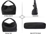 Woven Tote Bag for Women Soft Leather Handbag with Pocket V1263-JX-3500