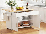 Artiss Kitchen Island Trolley Rolling Serving Cart Storage Drawer Cabinet 90cm White FUR-S-KI-FLD90-WH-AB