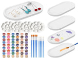 4 Sets Jewelry Dish Making Kit, DIY Jewelry Tray Kit, Paintable Plaster Dish Set with Acrylic Paints V1192-AZ-W-18365