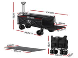 Gardeon Folding Camping Wagon Heavy Duty Utility Cart with Tailgate Table 150L GCT-W-TABLE-86-BK