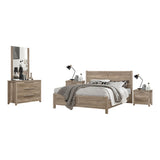 4 Pieces Bedroom Suite Natural Wood Like MDF Structure Double Size Oak Colour Bed, Bedside Table & V43-BDS-CEL-4PC-DRS-DOK