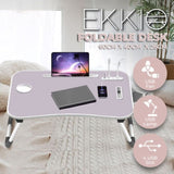 Ekkio Portable Laptop Bed Desk Foldable Legs with USB Charge Port Home Office Light Pink V227-2997162002002