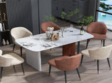 Upscale Marble Dining Table 4-6 Seat Rectangle Kitchen Table Robust Table Bases V767-JJ-XZ1438-BLB-B