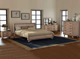 5 Pieces Bedroom Suite Queen Size Silver Brush in Acacia Wood Construction Bed, Bedside Table, V43-BDS-SSH-5PC-Q