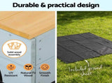 Keezi Wooden Car Sandpit Kids Sandbox Outdoor Play Toy w/ Storage Ground Sheet 120cm SAND-SQUARE-CAR-126