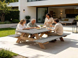 3 Pieces Patio Table & Bench Cover Set, Waterproof Polyester Furniture Protector, Resistant Full V1192-AZ-W-20054