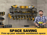 P&P Heavy Duty Power Tool Organizer with 7 Drill Holders Wall Mounted Garage Storage Rack for Tools V767-JJ-ZZ1673