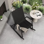 Rocking Chair High Back Rocker Chairs Steel Metal Textilene Fabric-Black V264-OTF-522S-BLK