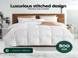 Giselle Bedding 800GSM Goose Down Feather Quilt Winter Blanket Duvet Comforter Double QUILT-GOOSE-800-D1