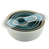 Blue 8-Piece Baking Tool Set Measuring Cups, Spoons, Rainbow Mixing Bowls, Vegetable Washing V888-ELOSUNG17498