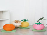Orange Orange And Green Base Fun Fruit Shaped Sisal Cat Scratcher Ball - Durable Scratching Toy with V888-ELOSUNG27125