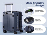 Wanderlite 2pcs Trunk Luggage Suitcase Travel Carry On TSA Lock 12" 20" Navy LUG-ABS-TRUK-12-20-NA