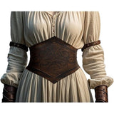 Medieval-Style Women's Leather Belt with Lace-Up Design, 115cm V888-ELOSUNG28607