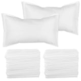 100PCS Disposable Pillow Cases, White Non-Woven Pillow Covers, Soft Breathable Full Enclosure, Fits V1369-AZ3-W-08609