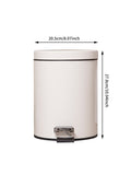 5L Round Lidded Trash Can Foot Pedal Garbage Bin for Kitchen Bathroom Hotel-White V1161-100815