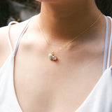 Gift Box - Aroma Necklace 925 Silver, Gold coated - Green Shell Dreamy Lavender V760-GBAJ - 14