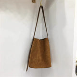 Light Brown Vintage Leopard Suede Bucket Bag for Women with Crossbody Strap V888-ELOSUNG28577