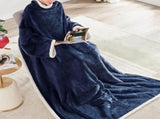 Blue 180 x 120CM Extra Large Wearable Wrap Blanket with Sleeves and Large Pocket, Cozy Thickened V888-ELOSUNG52507