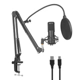 USB Microphone 24Bit/192KHZ Gaming PC Metal Mic Boom Arm Plug & Play,Shock Mount Kit V1369-AZ3-W-22067