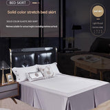 Black 137x190x38cm Elastic Bed Skirt - Thickened Polyester Fitted Valance with Double-Layer V888-ELOSUNG56152-7