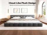 Artiss Queen Size Bed Frame Plush Soft Headboard Velvet Platform Base for Modern Bedrooms Grey BFRAME-F-HAVEN-Q-GY-AB