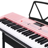 Alpha 61 Keys Electronic Piano Keyboard Digital Electric w/ Stand Lighted Pink EK-KL-97-PK-H