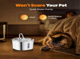 304 Stainless Steel Pet Water Fountain, 2.2L Quiet Drinking Dispenser with Dual Flow Modes, V1341-ZY-ERTPMD6T-B2