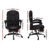 Artiss Office Chair Executive Fabric Seat Racing Computer Desk Chairs Footrest OCHAIR-L-1109SJ-BK