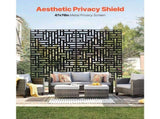 Metal Privacy Screen, 120 x 193cm, Outdoor Privacy Screens 3-Panel, Freestanding Outdoor Divider V952-DLSHWYSPMJS7CV2AZV0