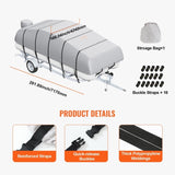 Pontoon Boat Cover 800D Waterproof Trailerable 19-20 ft with Storage Bag V952-FQCZX800D192KHIYZV0