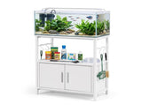 Artiss 20 Gallon Fish Tank Stand 3-Tier Aquarium Stand with Storage Cabinet and Open Shelf White MET-FTS-26140-WH