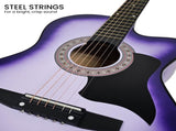 Karrera 38in Cutaway Acoustic Guitar with Carry Bag - Purple Burst CC38-SPU